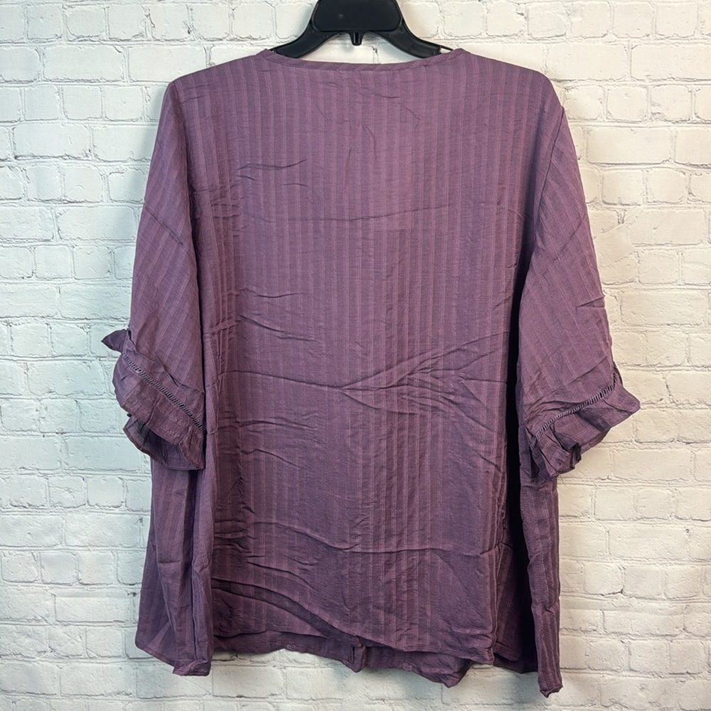 BloomChic Purple Ruffle V Neck Top Plus Size 3X - Picture 7 of 7